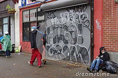 Poverty along Hastings Street in Vancouver Editorial Stock Photo